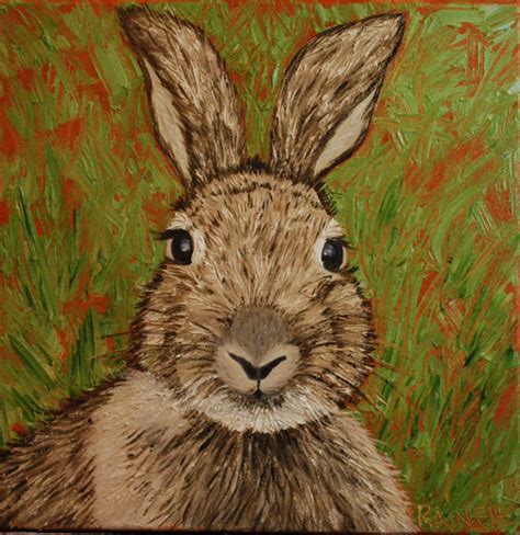 Bunny Wabbit Original Oil Painting Whimsical Rabbit Childs Etsy