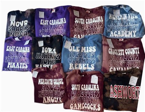 Custom College Bleached Crewneck Any College Any School Etsy