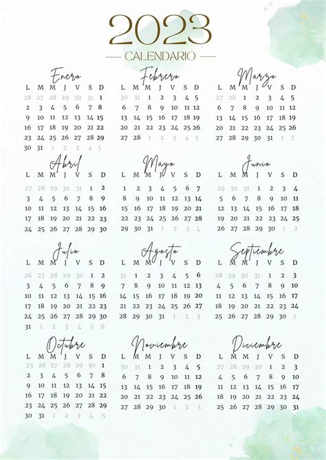 Calendario Anual 2023 Con Estilo Minimalista En Colores Blanco Y Negro