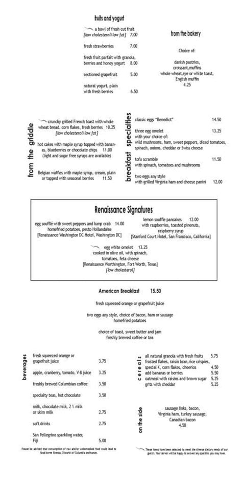 15 Squares At Renaissance Hotel Menu Urbanspoonzomato