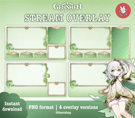 Genshin Impact Nahida Twitch Stream Overlay Package Cute Green