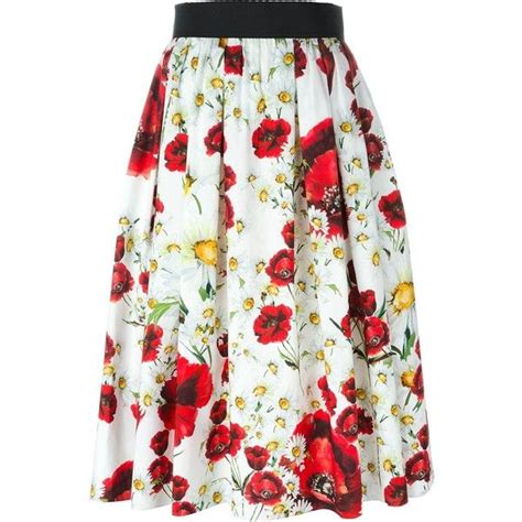 dolce and gabbana daisy and poppy print skirt