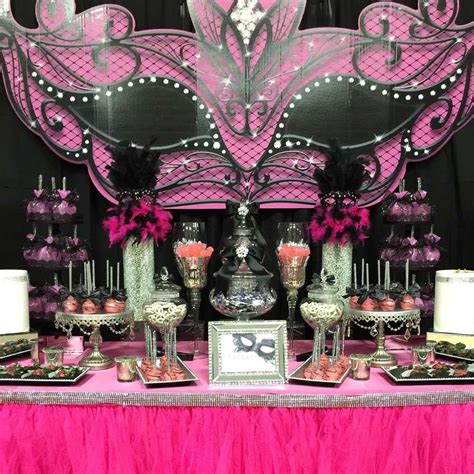 Pink And Black Masquerade Birthday Party See More Party Planning Ideas