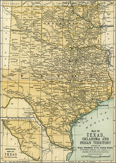 Texas Oklahoma Indian Territory Antique Map 1891