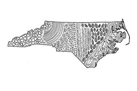 North Carolina State Map Ink Illustration 5x7 Or Etsy Ink