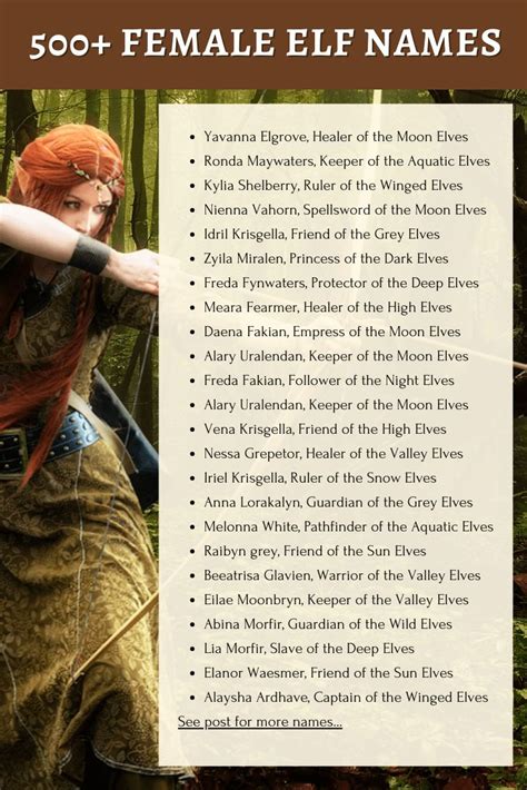 500 Female Elf Names Generator 🧝‍♀️ Imagine Forest Fantasy