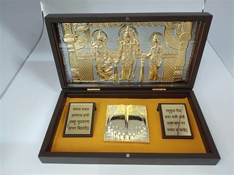 Copper Golden Divinity Ram Darbar Gold Plated Photo Frame Box For T