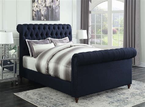 Coaster Gresham Navy King Size Bed 300653ke Queen Upholstered Bed