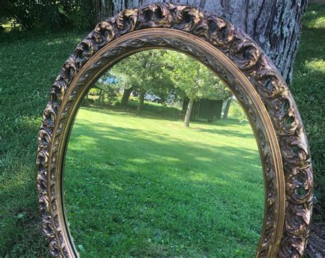 Vintage Gold Oval Mirror Large Decorative Mirror Mantel Mirror