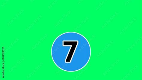 Moving Down Cartoon Number Seven 7 Animation Green Screenflat Design