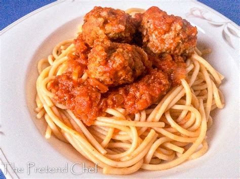 Spaghetti And Meatballs In Tomato Sauce The Pretend Chef