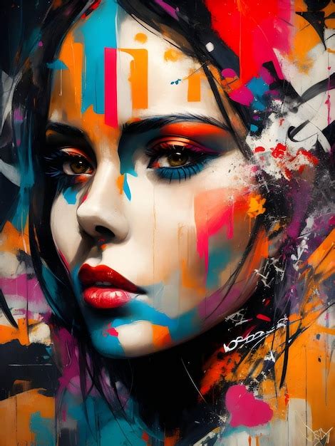 Premium AI Image Abstract Women Face Graffiti