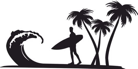 Download Surfboard Palm Trees Silhouette Full Size Png Image Pngkit