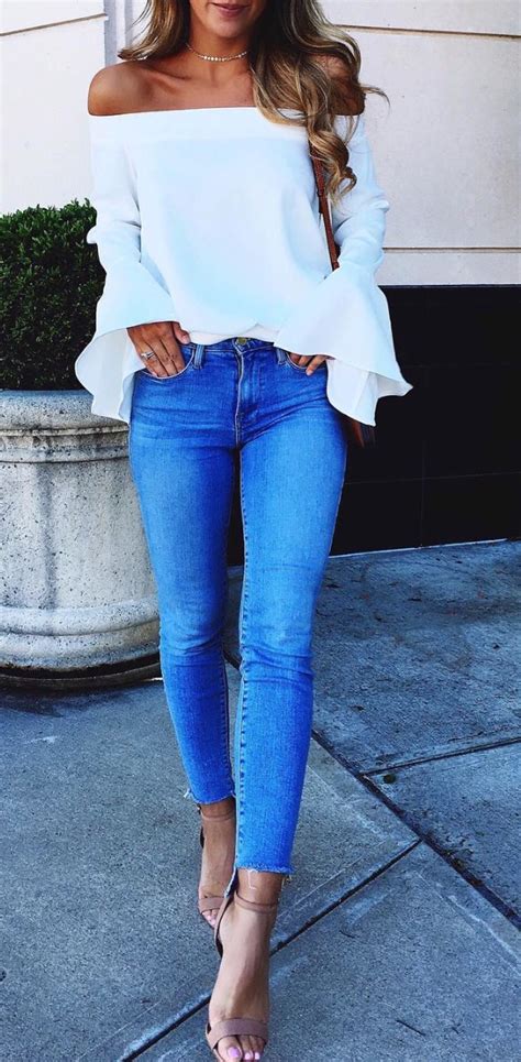 skinny jeans and heels outfits outfit with bell sleeve tops bell sleeve tops outfit casual