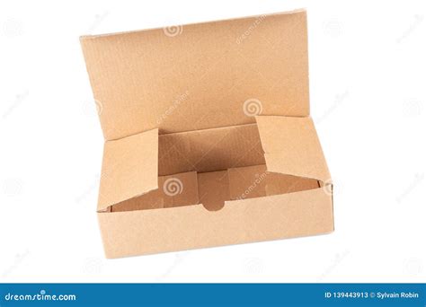 Open Empty Cardboard Brown Box Container Isolated In White Background