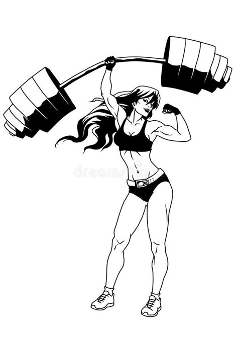 Fitness Girl With A Barbell Stock Vector Image 67358914