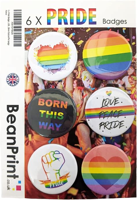 6 x pride badges lgbtq pride 38mm button pin badge uk clothing