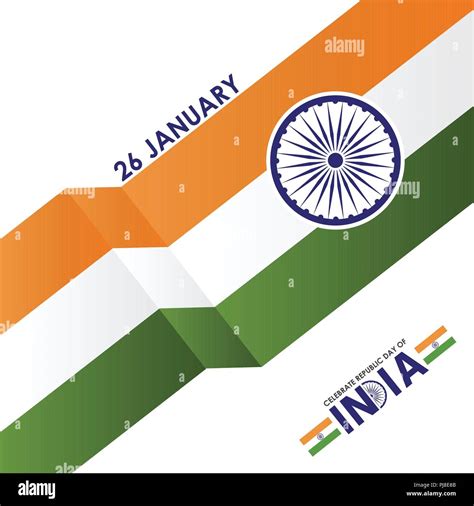 Indian Republic Day Card With Typogrpahic Background Vector Stock
