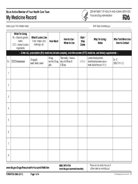 Printable Personal Health Record Template