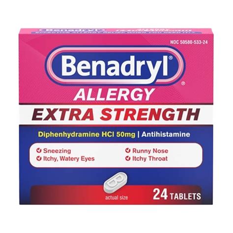benadryl® extra strength allergy relief ultratabs® pastillas para la alergia máxima