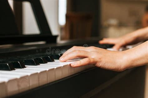 Child Hands Playing Piano Piano Keyboard Stock Image Image Of