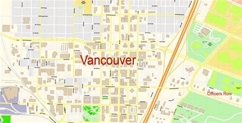 Vancouver Washington Us Pdf Map Vector Exact City Plan High Detailed