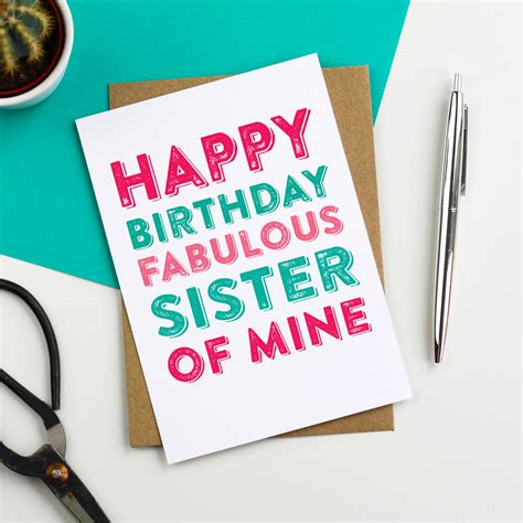 Happy Birthday Fabulous Sister Greetings Card By Do You Punctuate