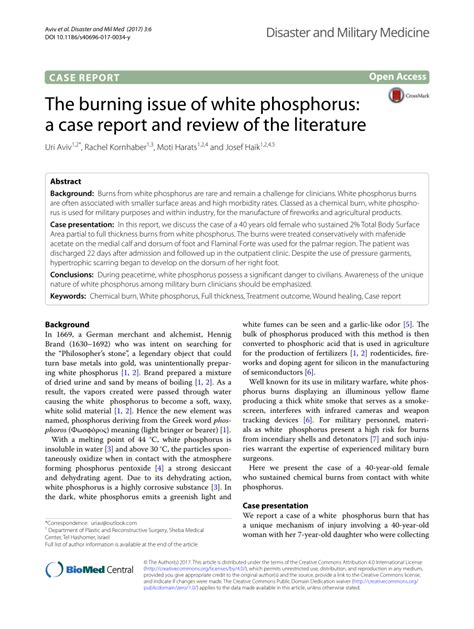Pdf The Burning Issue Of White Phosphorus A Case Report And Review