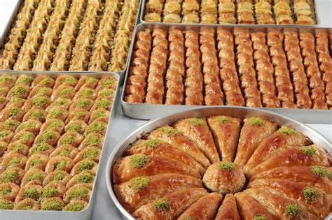 Premium Photo Traditional Turkish Dessert Baklava Varieties With