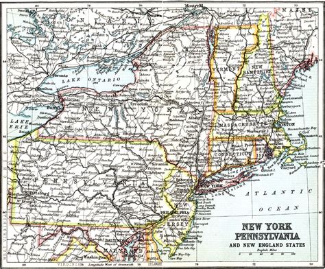 Map New York Pennsylvania Tourist Map Of English