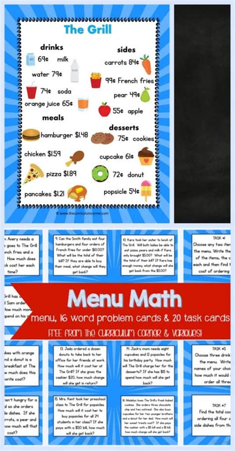 Menu Math for 4th & 5th Graders - The Curriculum Corner 4-5-6