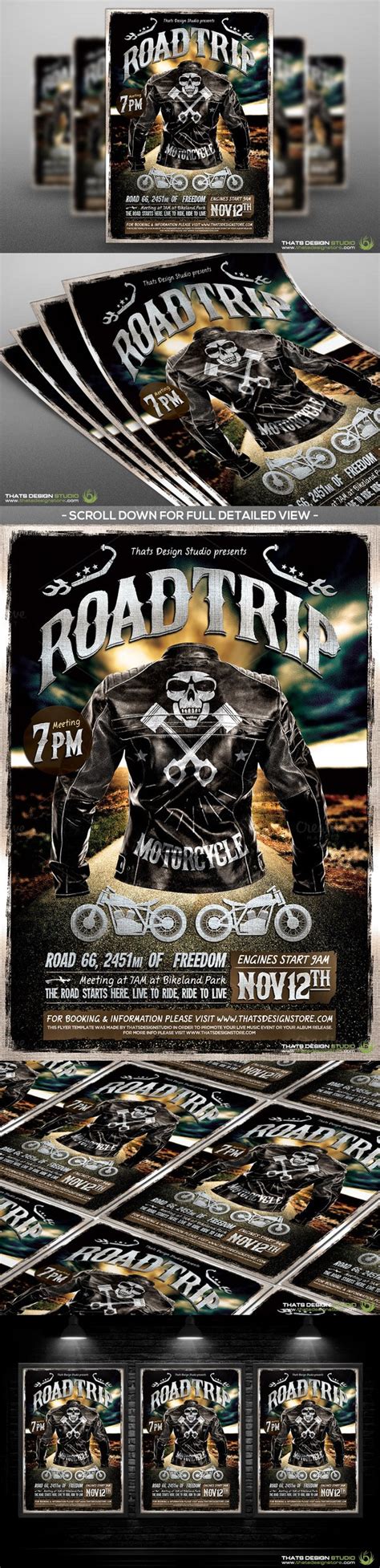 Motorcycle Road Trip Flyer Template Flyer Templates 900 Flyer