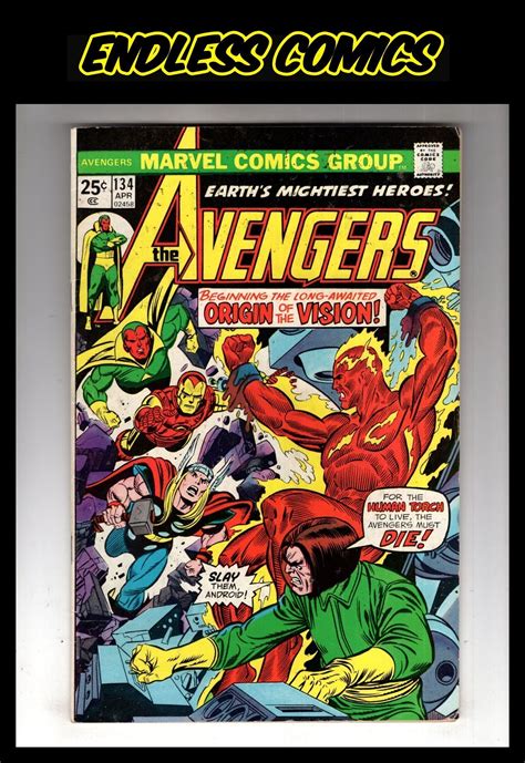 The Avengers 134 1975 Origin Of The Vision Golden Age Human Torch