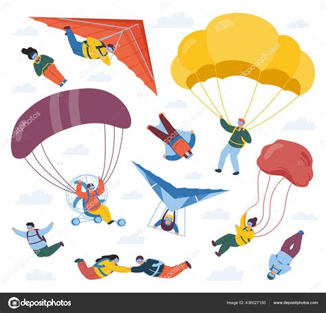 Skydiver Sportsmen Parachute Extreme Sport Sky Jumpers Skydivers And