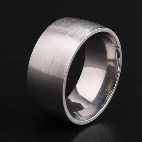 free shipping 10mm silver matte smooth 316l stainless steel wedding rings for men women