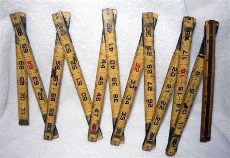 Vintage Lufkin X46 Wooden Folding Rule 84 2 Brass Extensions Red End