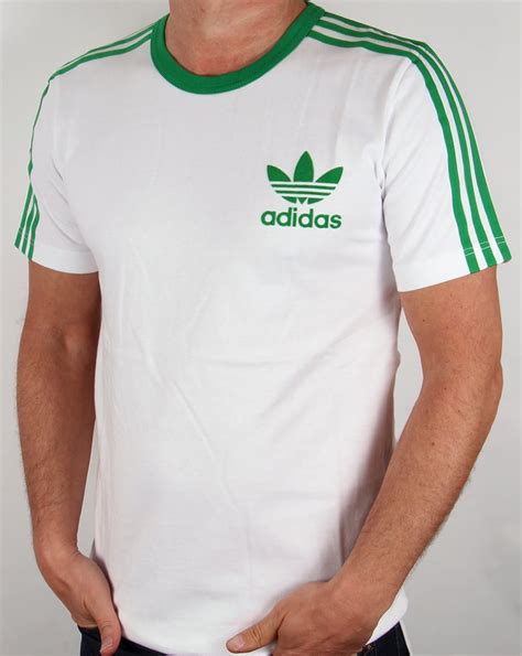 Adidas 3 Stripes T Shirt Whitegreenteetrefoilmens