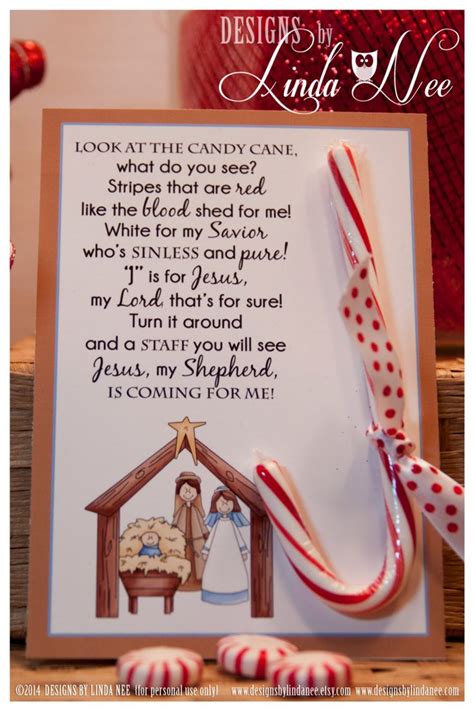 Each poem will print as a 5×7. Legend of the Candy Cane Nativity Card, Printable ...