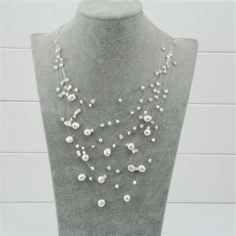15 Strand Multi Strand Chunky Pearl Necklacebaroque Freshwater Pearl Statement Bib Necklace