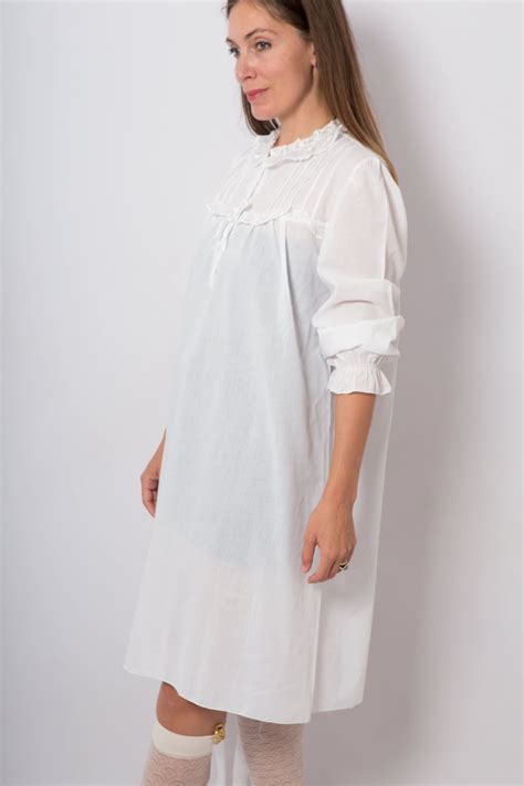 Romantisches Vintage Nachthemd Weiß Baumwolle Blend Bestickt Etsy