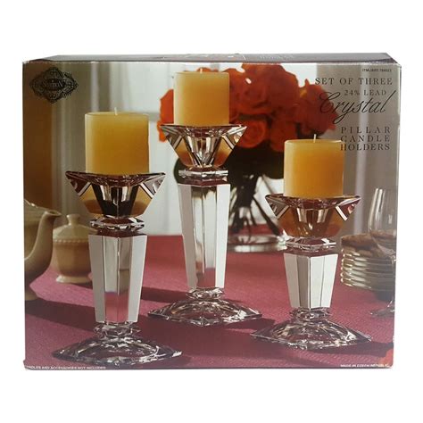 Shannon Crystal Elegant Set Of 3 Square Pillar Candle Holders 184923