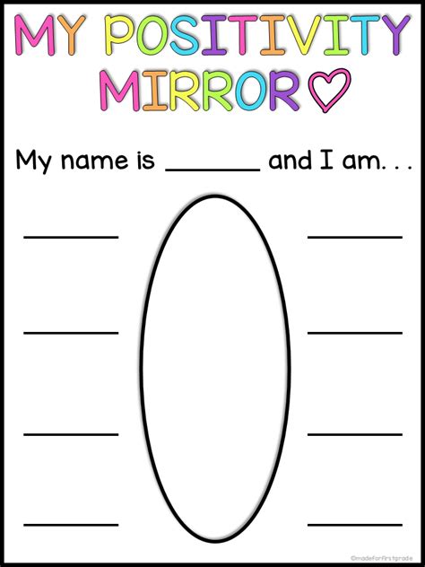 Positive Affirmations Mirror Self Care Activities For Primary