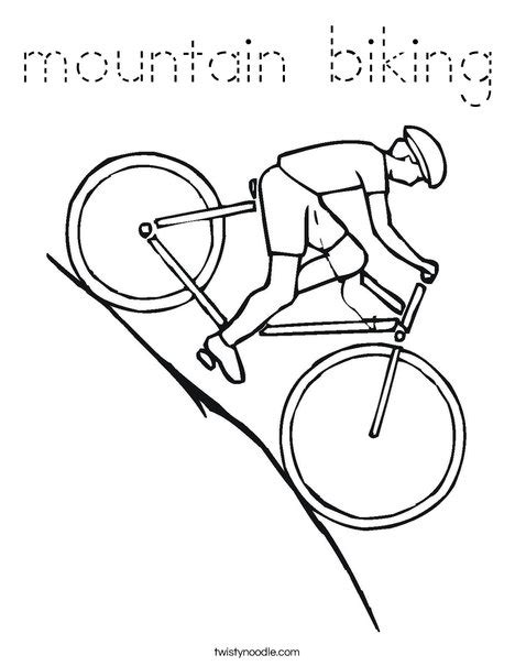 My favorite bicycle coloring page. mountain biking Coloring Page - Tracing - Twisty Noodle