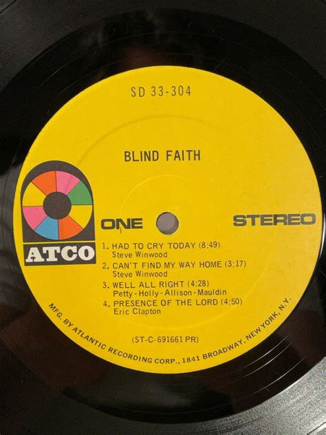 1969 Blind Faith Original Cover Lp Atco Records ‎sd 33 304a Vgvg