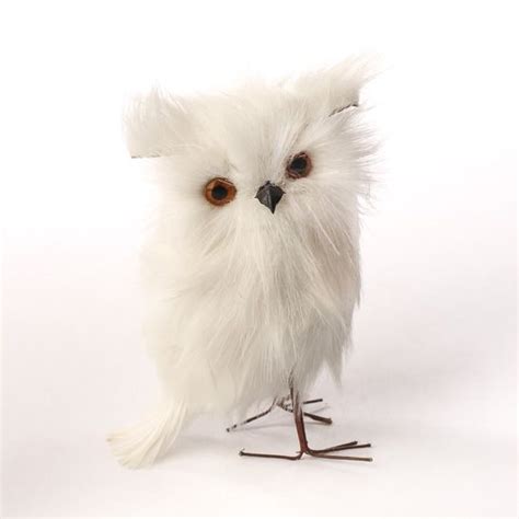 Albino Fluffy Artificial Owls Birds And Butterflies Basic Craft