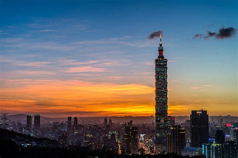 China City Clouds Light Lights Night Sky Sunset Taipei Taiwan