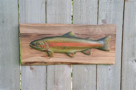 Rainbow Trout Intarsia Wall Art Rainbow Trout Wood Art Handcrafted