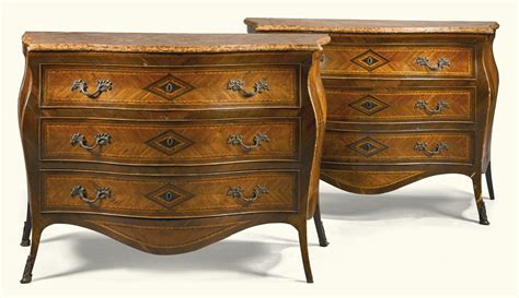 57 A Pair Of Italian Marble Topped Tulipwood Rosewood Amaranth And