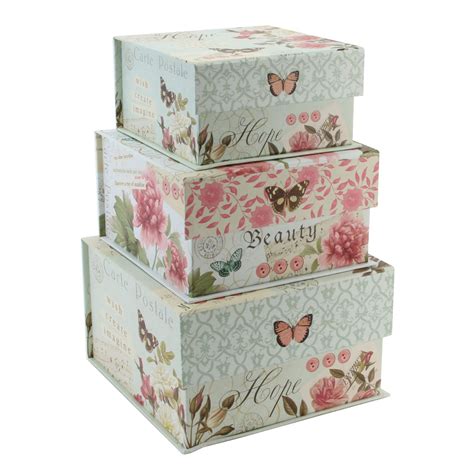 Pretty Storage Boxes Jewelkeeper Paperboard Suitcases Set Of 3