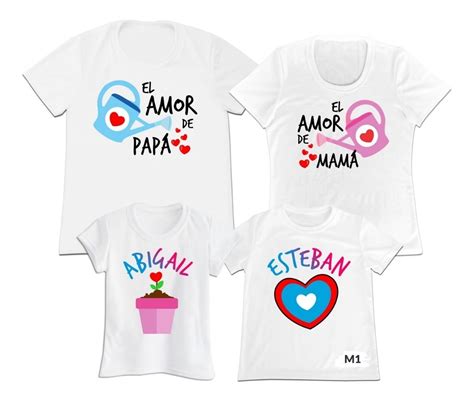 Camisetas Familia Set 4 Papa Mama Hijo Hija Hijos Algodon
